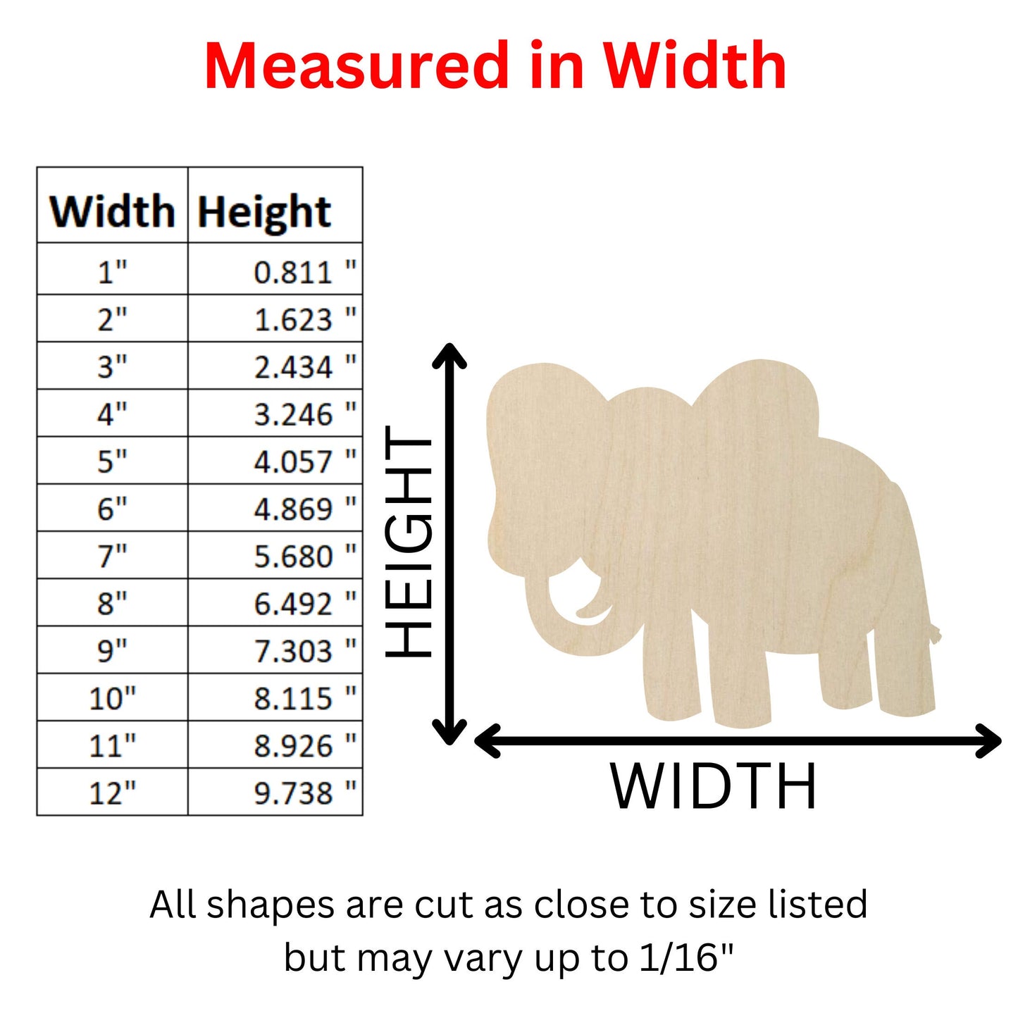 Wooden Elephant Shape 01 - DIY Craft