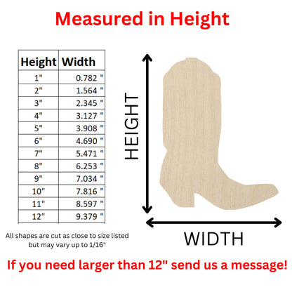 Wooden Cowboy Boot Shape | Boot Blank Cutout | Craft Supplies | Bulk Wholesale | Western Boot | Laser Cut