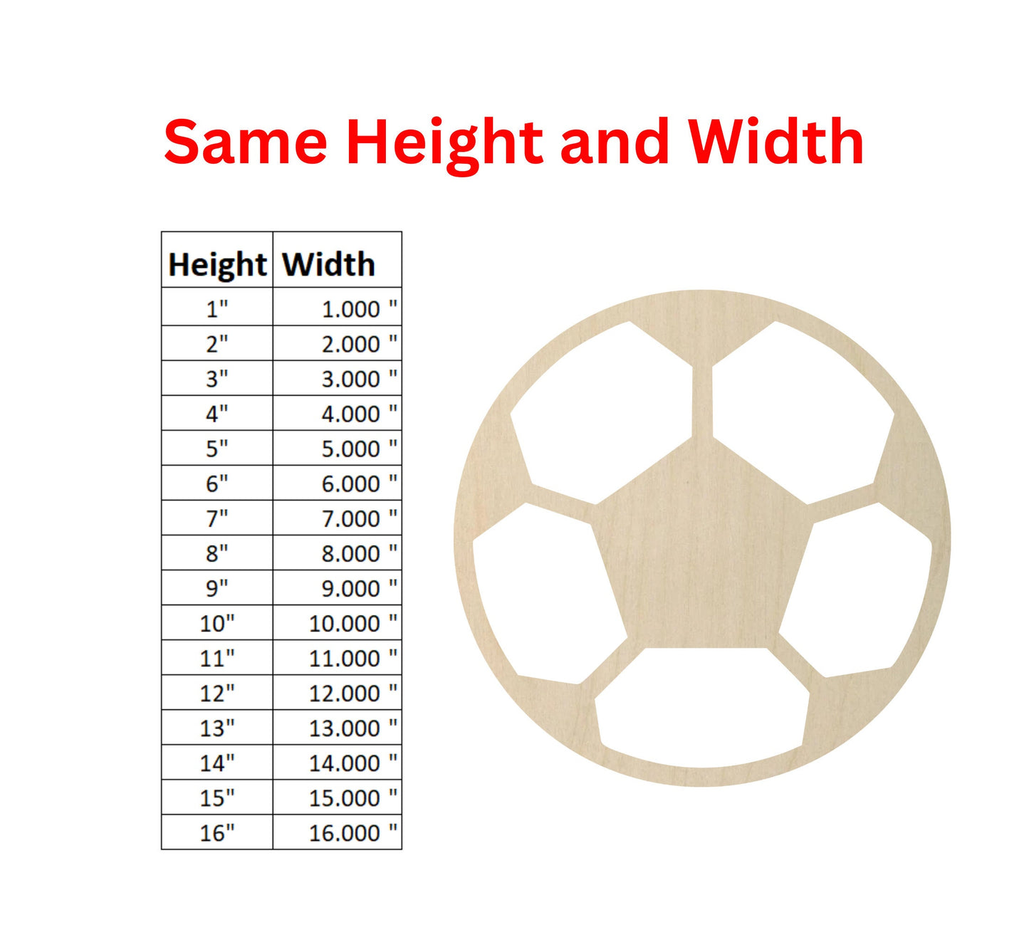 Wooden Soccer Ball Shape | Wood Shapes | Laser Cut Blank Cutout | Craft Supplies | Bulk Wholesale | Soccer League | Sports Hobby