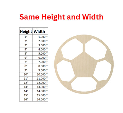 Wooden Soccer Ball Shape | Wood Shapes | Laser Cut Blank Cutout | Craft Supplies | Bulk Wholesale | Soccer League | Sports Hobby