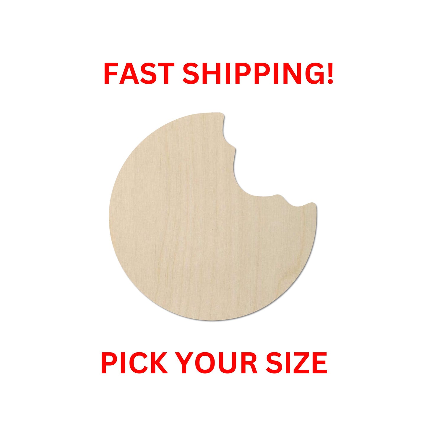 Wooden Cookie Shape | Cookie with bite cutout | Laser Cut Blanks | | DIY Craft Blanks