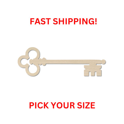 Wooden Skeleton Key Shape 02 | Vintage Key Wood Shape | Wood Craft Supplies | Laser Cut | DIY Craft Cutout