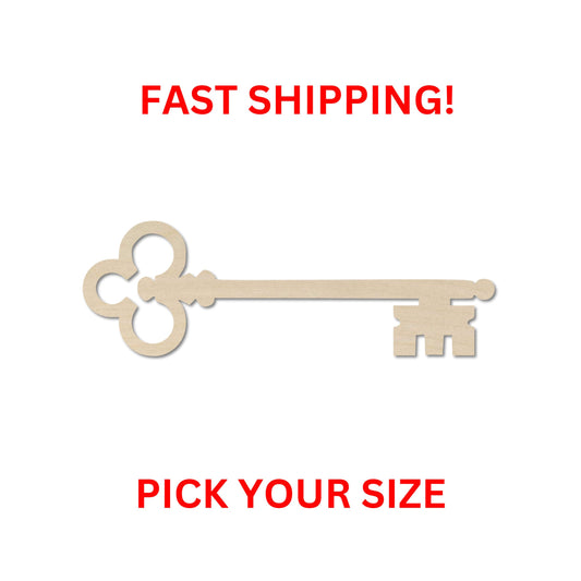 Wooden Skeleton Key Shape 02 | Vintage Key Wood Shape | Wood Craft Supplies | Laser Cut | DIY Craft Cutout