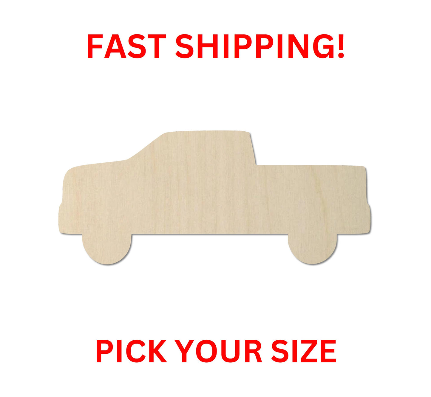 Wooden Pickup Truck Shape 02 | Wood Shapes | Truck Cut out | Craft Supplies | Travel Moving Hauling