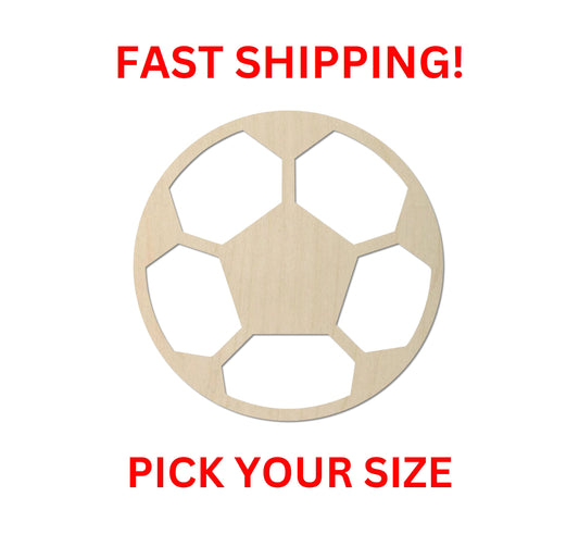 Wooden Soccer Ball Shape | Wood Shapes | Laser Cut Blank Cutout | Craft Supplies | Bulk Wholesale | Soccer League | Sports Hobby