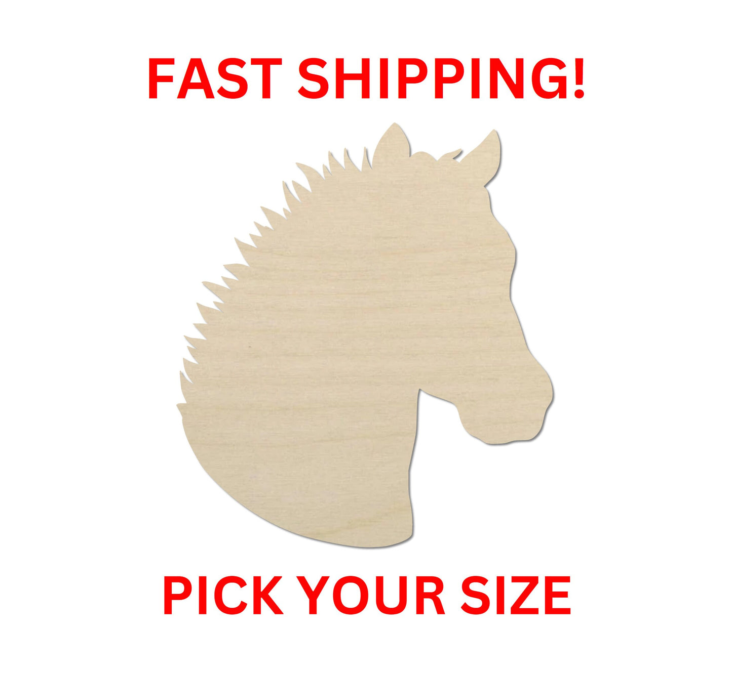 Wooden Horse Head Shape 03 | Laser Cut Wood Cutout Shapes Stable Farm Hobby Riding Trailer