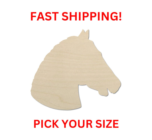 Wooden Horse Head Shape 01 | Laser Cut Wood Cutout Shapes Stable Farm Hobby Riding Trailer