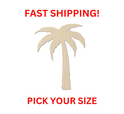 Wooden Palm Tree Shape 01 | Laser Cut Crafting Supplies | Beach Caribbean Tropic Vacation Coconut Arecaceae Plant Garden