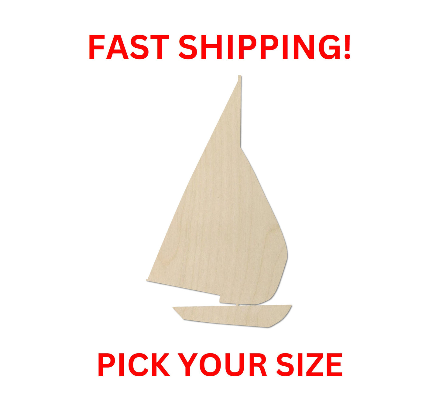 Wooden Sailboat Shape - Pick Your Size- Nautical Sea Marine Sail Beach Party Kids