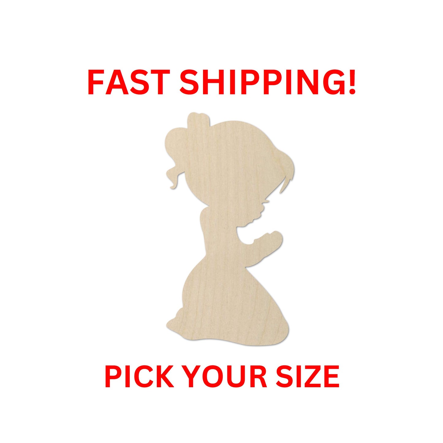 Wooden Praying Girl Shape | Praying Child | Craft Supplies | Bulk Wholesale | Laser Cut