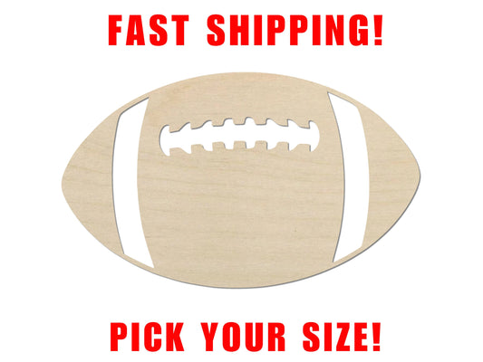 Wooden Football Cutout Laces Shape - Pick Size - Crafty Laser Cut Cutout Shapes Team High School College