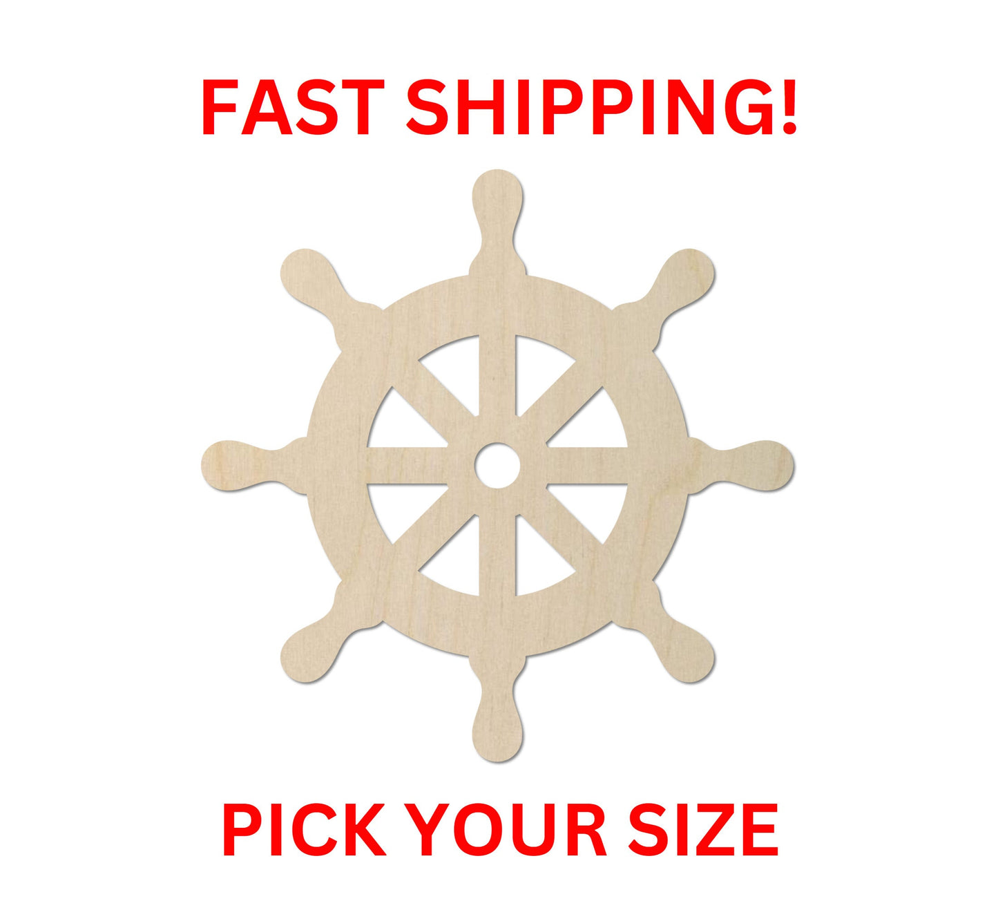 Wooden Helm Steering Wheel Shape - Pick Your Size Sea Nautical Helm Wheel Sailor Pirate Ship