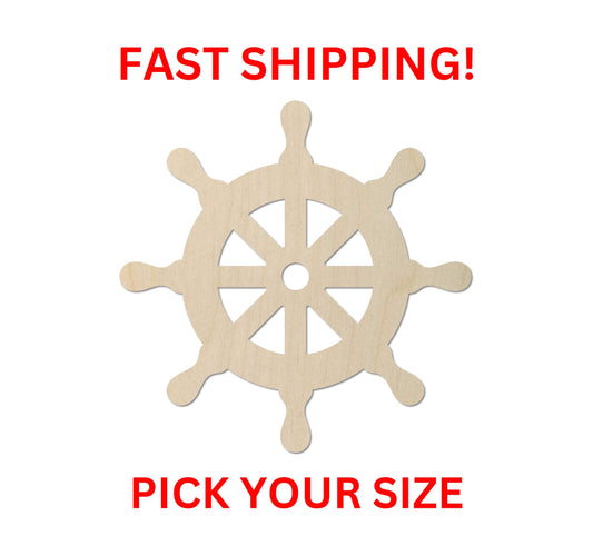 Wooden Helm Steering Wheel Shape - Pick Your Size Sea Nautical Helm Wheel Sailor Pirate Ship