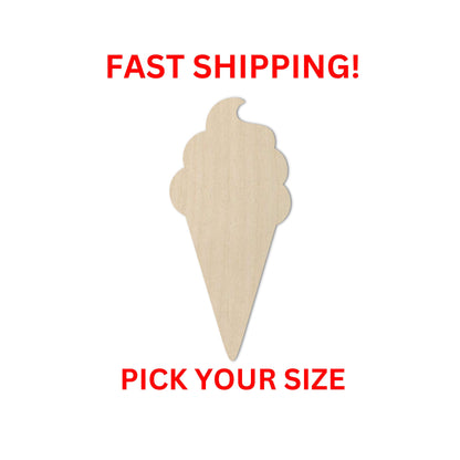 Wooden Ice Cream Cone Shape | Ice Cream Wood Cutout Shape | Laser Cut Blanks | DIY Craft Blanks