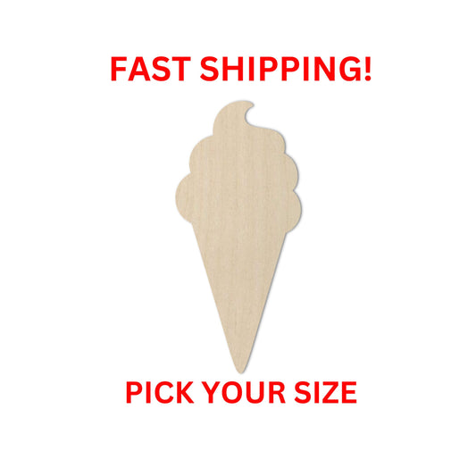 Wooden Ice Cream Cone Shape | Ice Cream Wood Cutout Shape | Laser Cut Blanks | DIY Craft Blanks