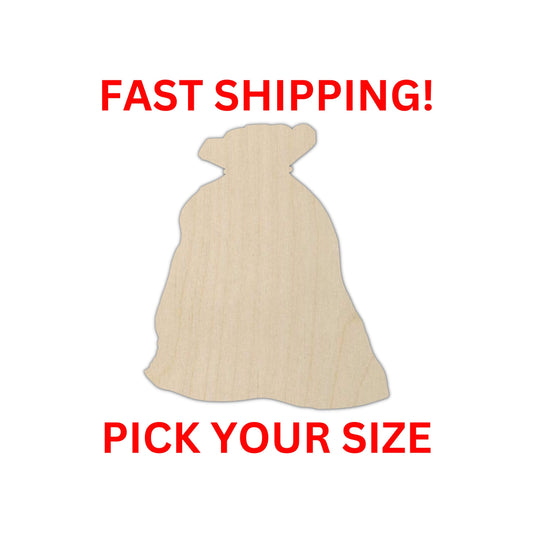 Wooden Santa Sack Shape | Wood Cutout Shape | Laser Cut Blanks | | DIY Craft Blanks