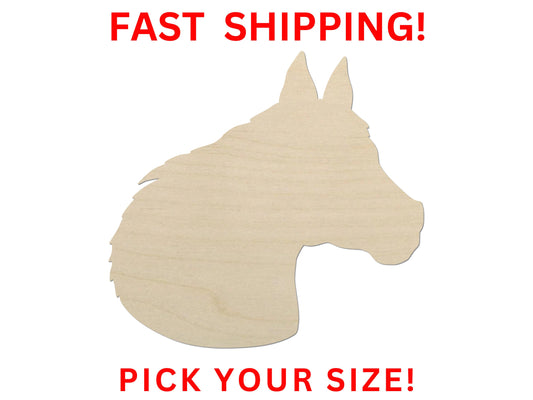 Wooden Horse Head Shape 04 | Laser Cut Wood Cutout Shapes Stable Farm Hobby Riding Trailer