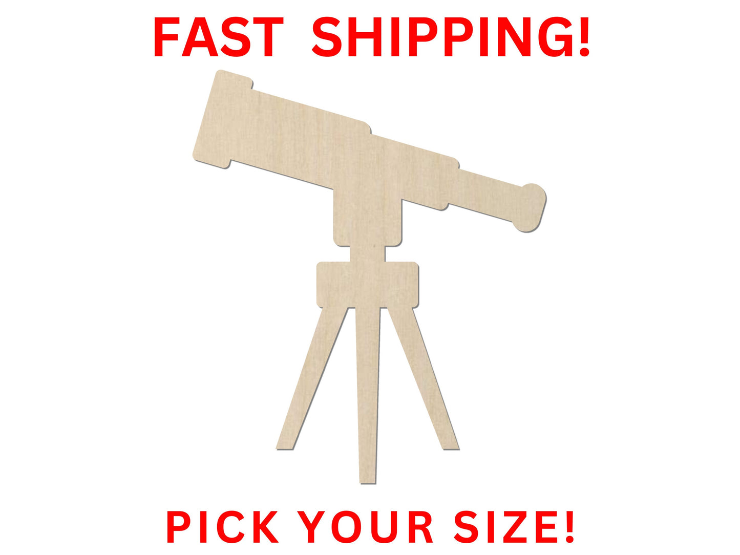 Wooden Telescope Shape | Wood Cut Out | Wood Craft Supplies | Blank for Craft | Laser Cut | DIY Craft Cutout