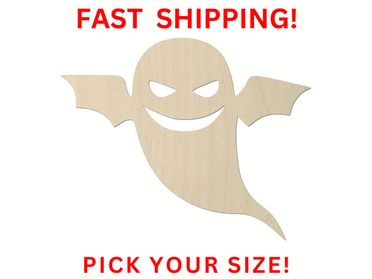 Wooden Ghost Shape 02 | Ghost Cutout | Craft Supplies | Halloween Scary Ghost Home Decor Spooky