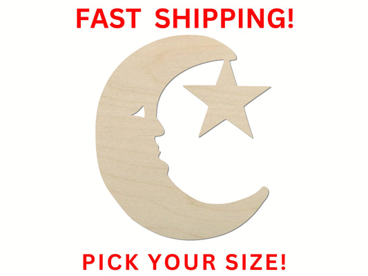 Wooden Moon Star Shape | DIY Craft Nursery Decor | Craft Supplies | Bulk Wholesale - Baby Nursery Decor DIY