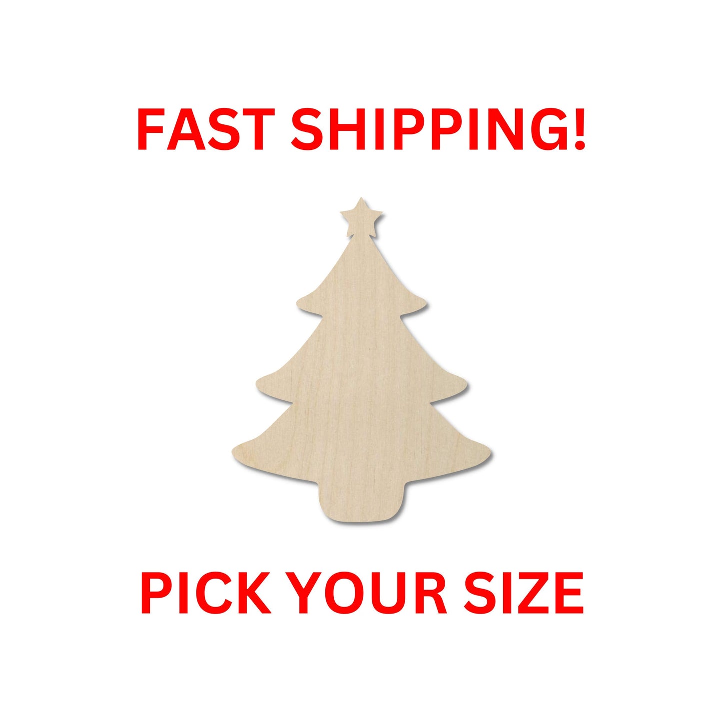 Wooden Christmas Tree Shape | Wood Christmas Tree with Star Cutout | Craft Supplies | Christmas Tree Cut out