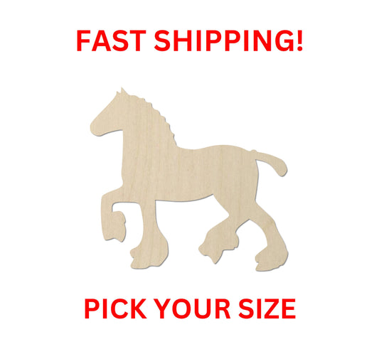 Wooden Clydesdale Horse Shape | Horse Wood Cutout Shape | Work Horse Show Stable Work Horse Farm Hobby Riding