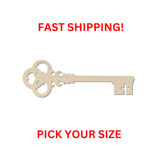 Wooden Skeleton Key Shape 01 | Vintage Key Wood Shape | Wood Craft Supplies | Laser Cut | DIY Craft Cutout