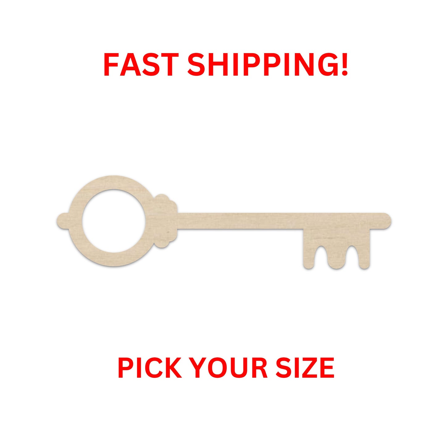 Wooden Skeleton Key Shape | Key Wood Shape | Wood Craft Supplies | Blank for Craft | Laser Cut | DIY Craft Cutout