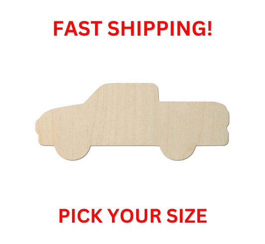 Wooden Pickup Truck Shape 01 | Wood Shapes | Truck Cut out | Craft Supplies | Travel Moving Hauling