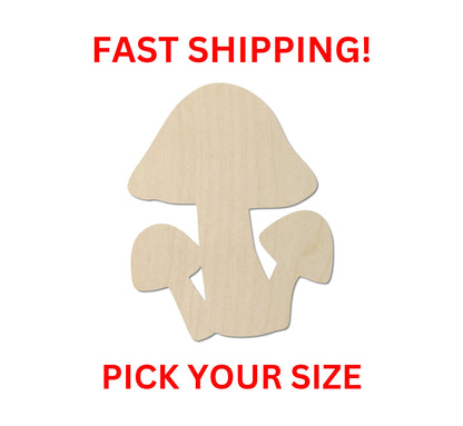 Wooden Mushroom Shape 01 |  Laser Cut | Wood Cutout Shapes Fruit Vegetable Garden Spring Plant