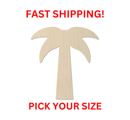 Wooden Palm Tree Shape 03 | Laser Cut Crafting Supplies | Beach Caribbean Tropic Vacation Coconut Arecaceae Plant Garden