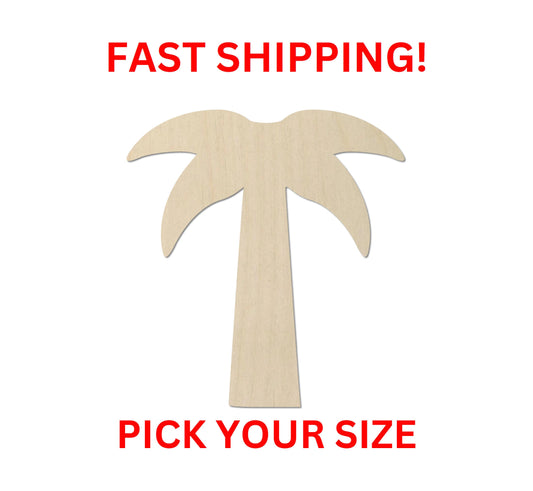 Wooden Palm Tree Shape 03 | Laser Cut Crafting Supplies | Beach Caribbean Tropic Vacation Coconut Arecaceae Plant Garden