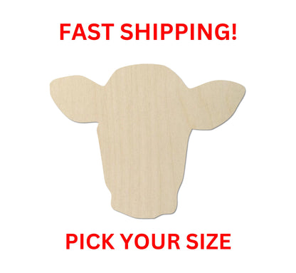 Wooden Steer Cow Head Shape | Cow Head Wood Cutout Shape | Laser Cut Blanks | Crafting Supplies Farm Beef Dairy Country Barn