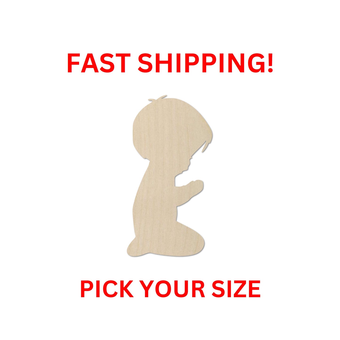 Wooden Praying Boy Shape | Praying Child | Craft Supplies | Bulk Wholesale | Laser Cut