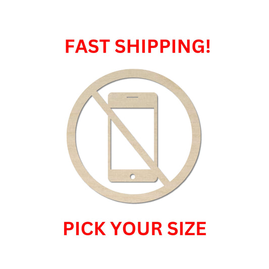 Wooden No Cell Phones Sign Shape | Sign Blank Cutout | Craft Supplies | Bulk Wholesale