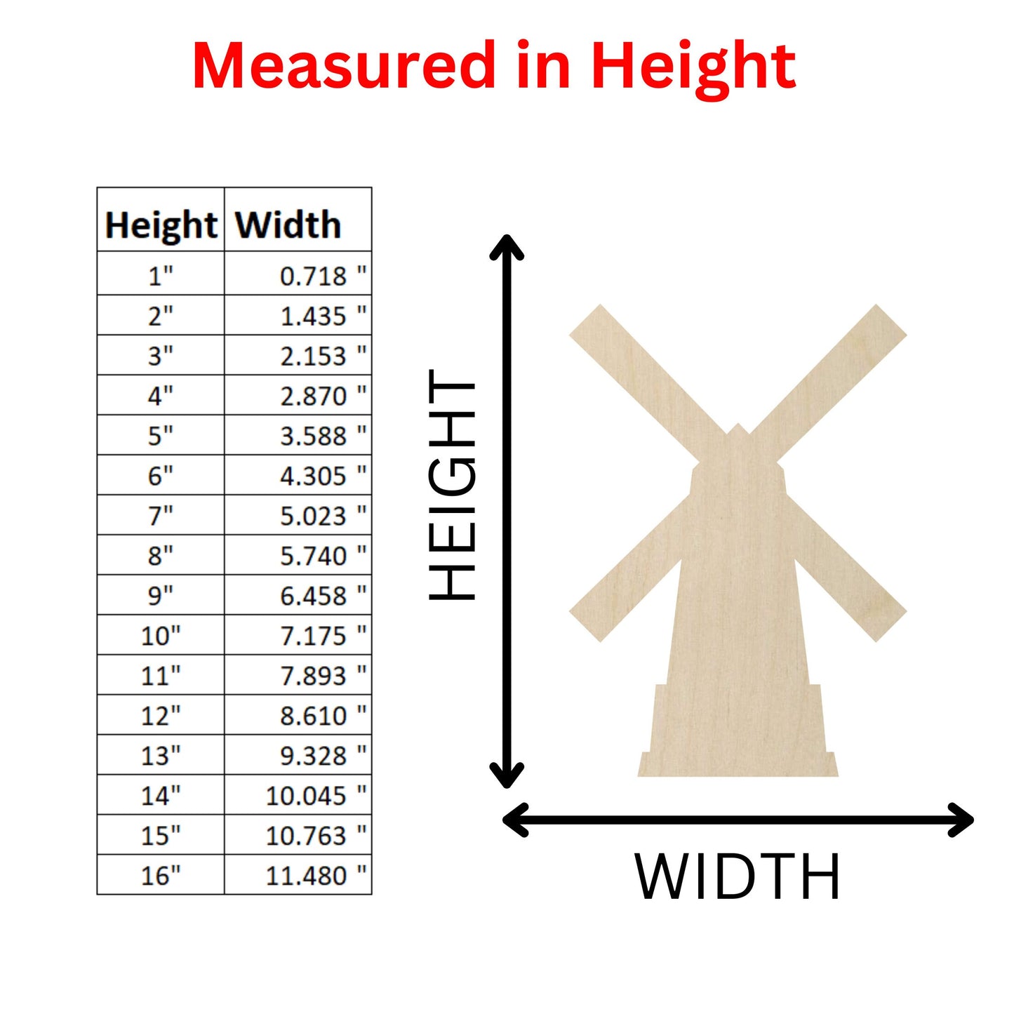 Wooden Windmill Shape | Farmhouse Windmill Blank Cutout | Craft Supplies | Bulk Windmill