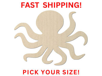 Wooden Octopus Shape - Pick Your Size Sea Nautical Octopus Marine Life Sea Animals