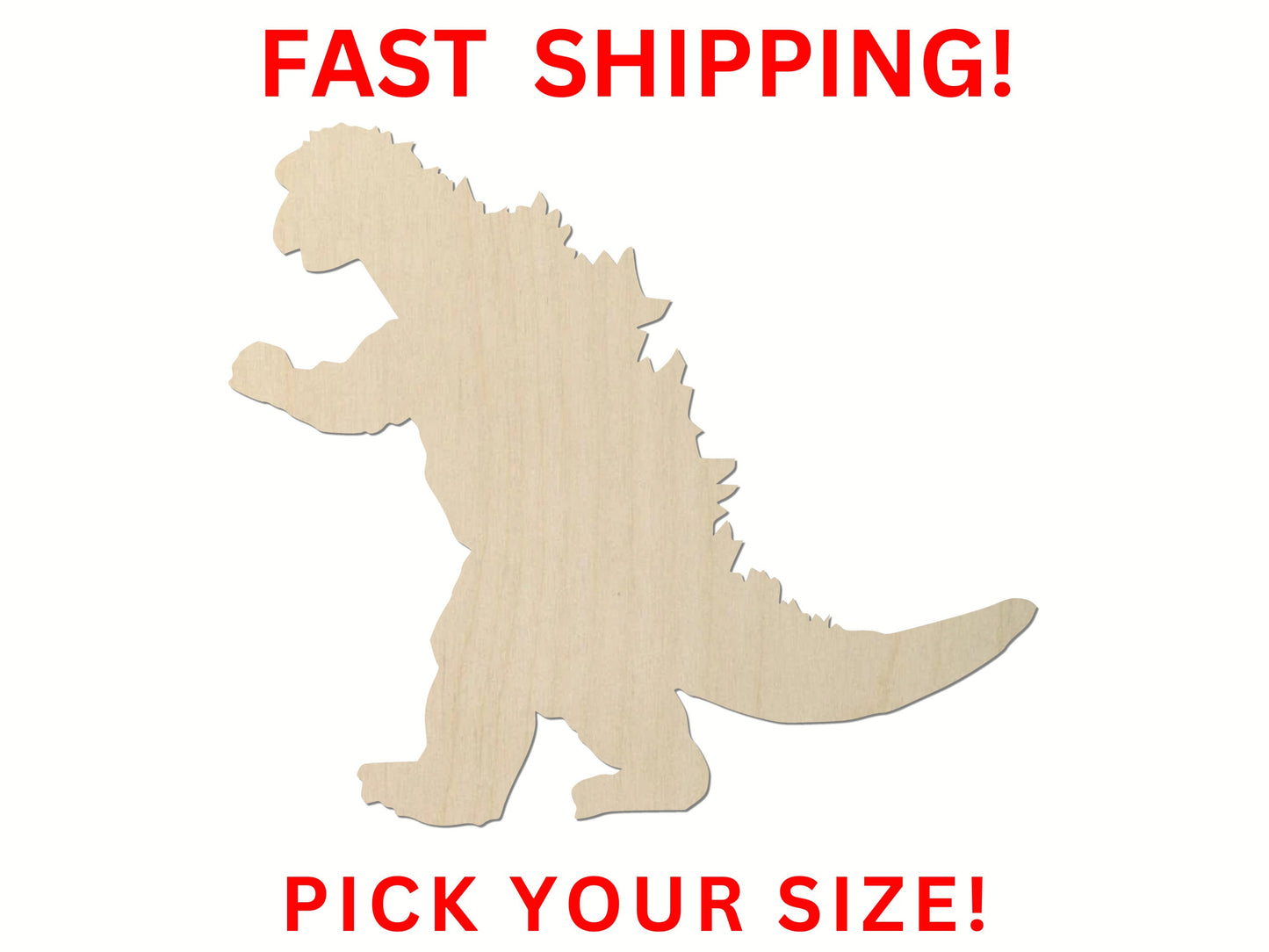 Wooden Godzilla Shape | Mythical Cutout | Godzilla Cutout | Wooden Blank Cutout | Laser Cut |  Craft Supplies