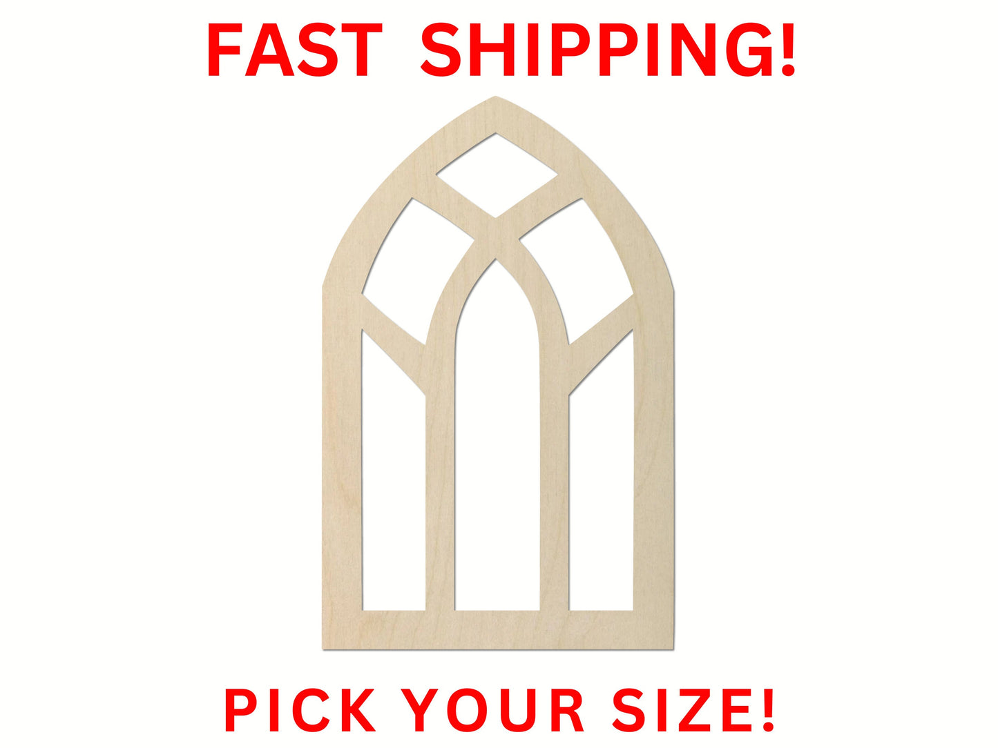 Wooden Window Shape | Cathedral Church Window Blank Cutout | Stained Glass Window | Craft Supplies | Crafting Blanks | Bulk