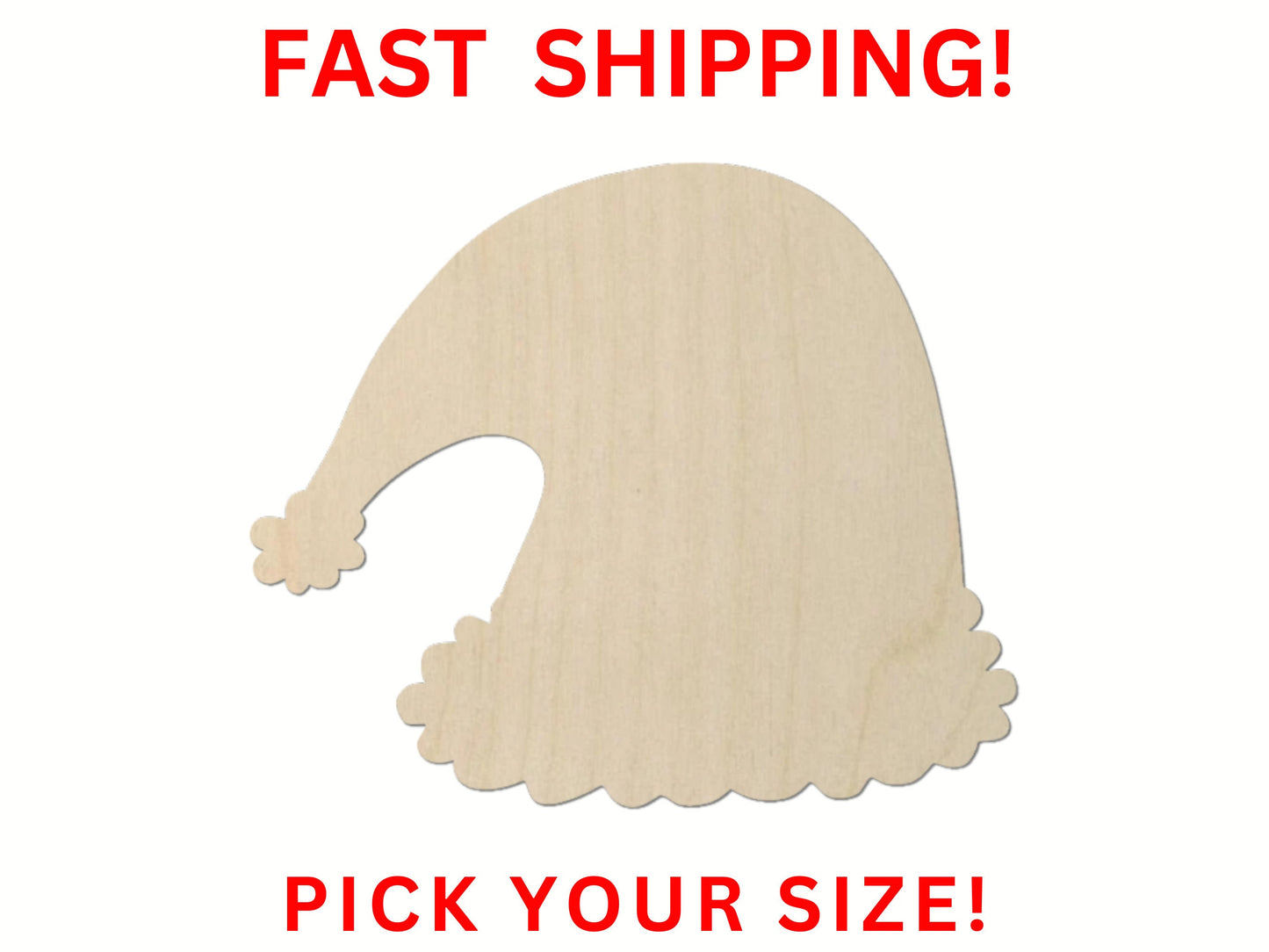 Wooden Santa Hat Shape | Wood Cutout Shape | Laser Cut Blanks | | DIY Craft Blanks