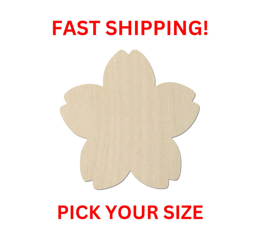 Wooden Sakura Cherry Blossom Shape 01 | Wooden Flower Spring Cutout | Craft Supplies | Laser Cut