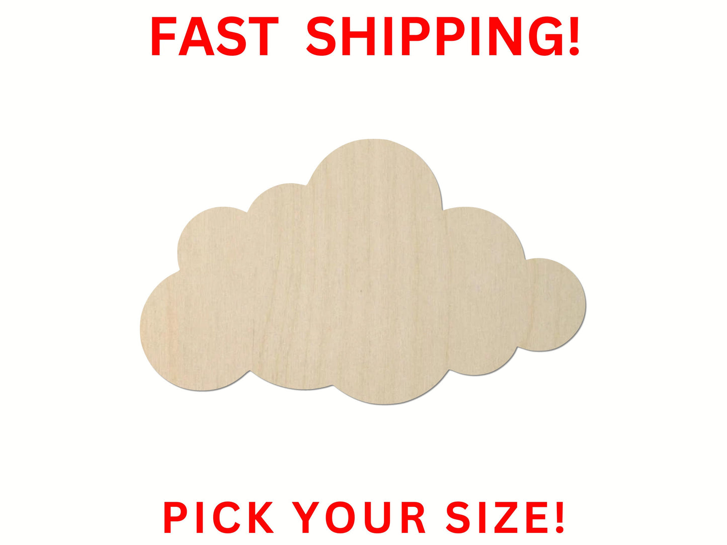 Wooden Cloud Shape 02 | Cloud Blank Cutout | Craft Supplies | Bulk Cloud | Nursery Decor