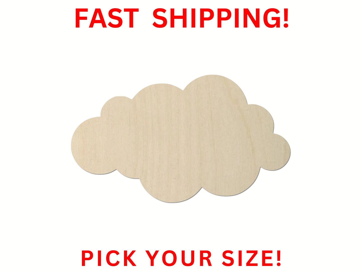 Wooden Cloud Shape 06 | Cloud Blank Cutout | Craft Supplies | Bulk Cloud | Nursery Decor