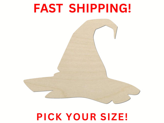 Wooden Witch Hat Shape 03 | Wood Cutout Shape | Laser Cut Blanks | Halloween | DIY Craft Blanks