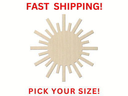 Wooden Sun Shape 02 | Sun Tribal Blank Cutout | Craft Supplies | Wood Shapes Sun Sky Weather Day symbol god summer