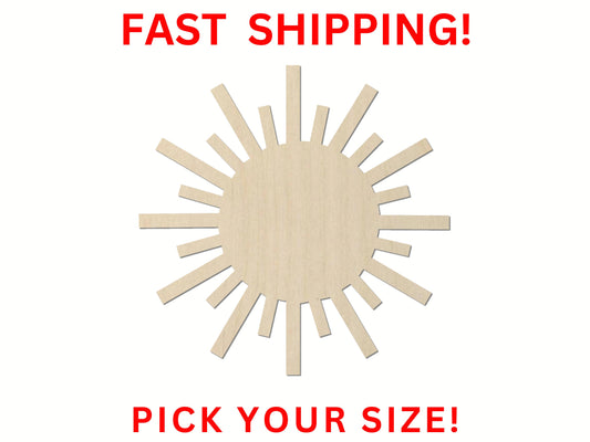 Wooden Sun Shape 02 | Sun Tribal Blank Cutout | Craft Supplies | Wood Shapes Sun Sky Weather Day symbol god summer