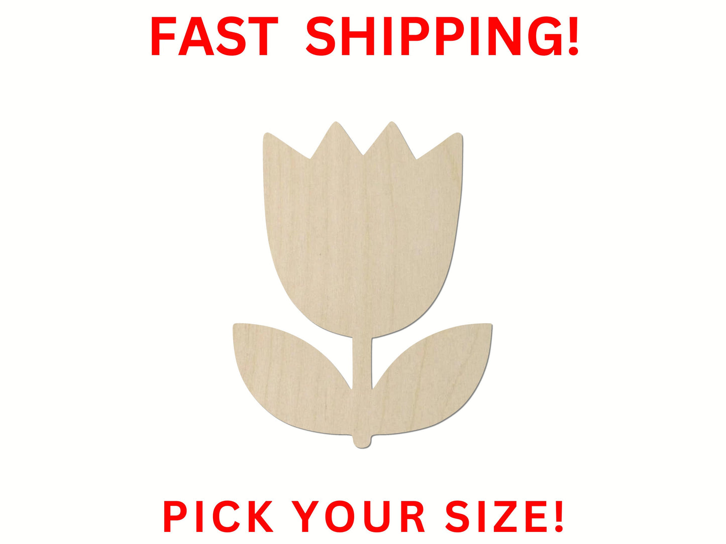 Wooden Tulip Shape 02 | Wooden Tulip Flower Cutout | Craft Supplies | Laser Cut | Bulk Wholesale