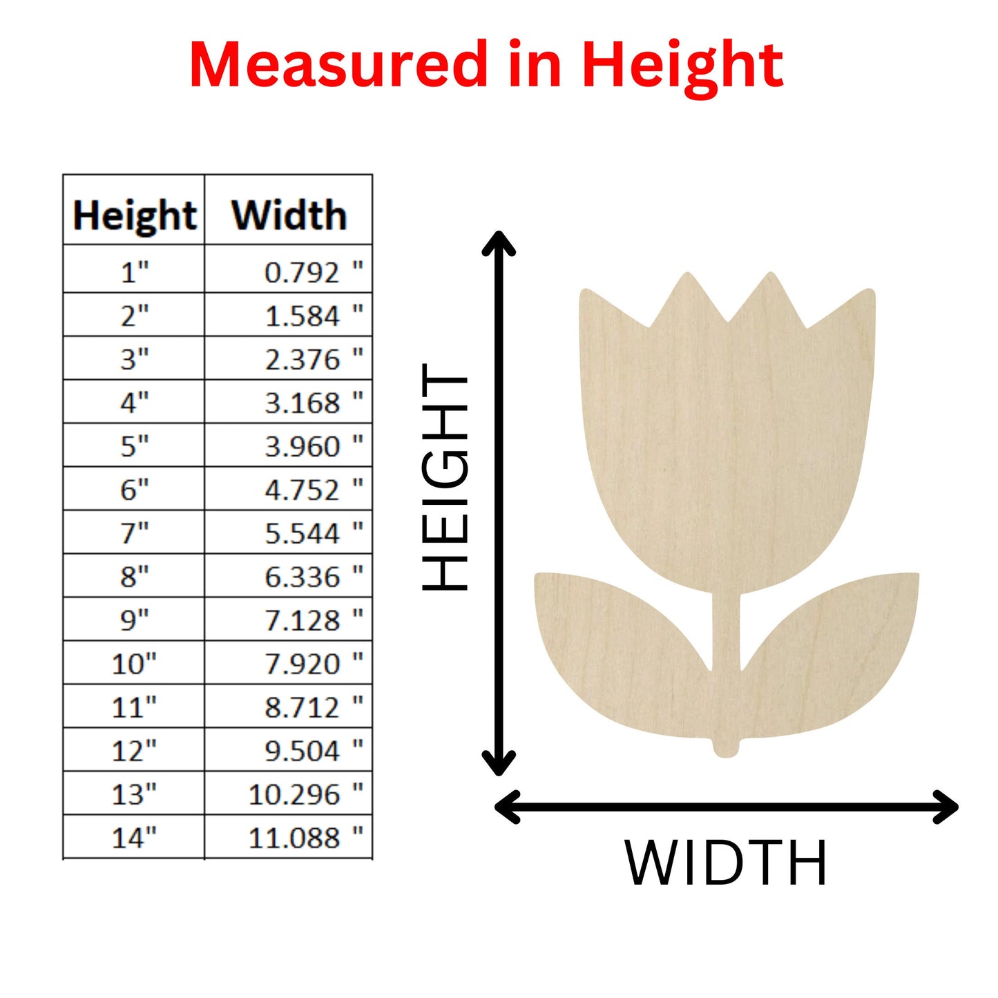 Wooden Tulip Shape 02 | Wooden Tulip Flower Cutout | Craft Supplies | Laser Cut | Bulk Wholesale