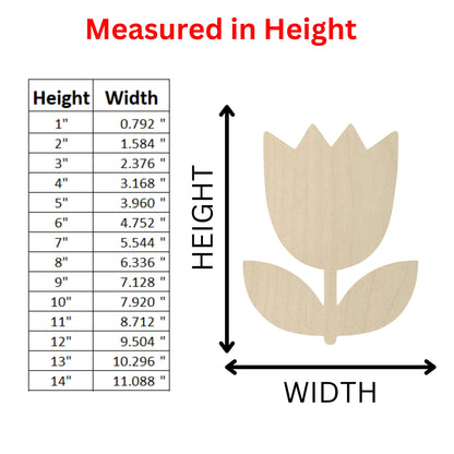 Wooden Tulip Shape 02 | Wooden Tulip Flower Cutout | Craft Supplies | Laser Cut | Bulk Wholesale