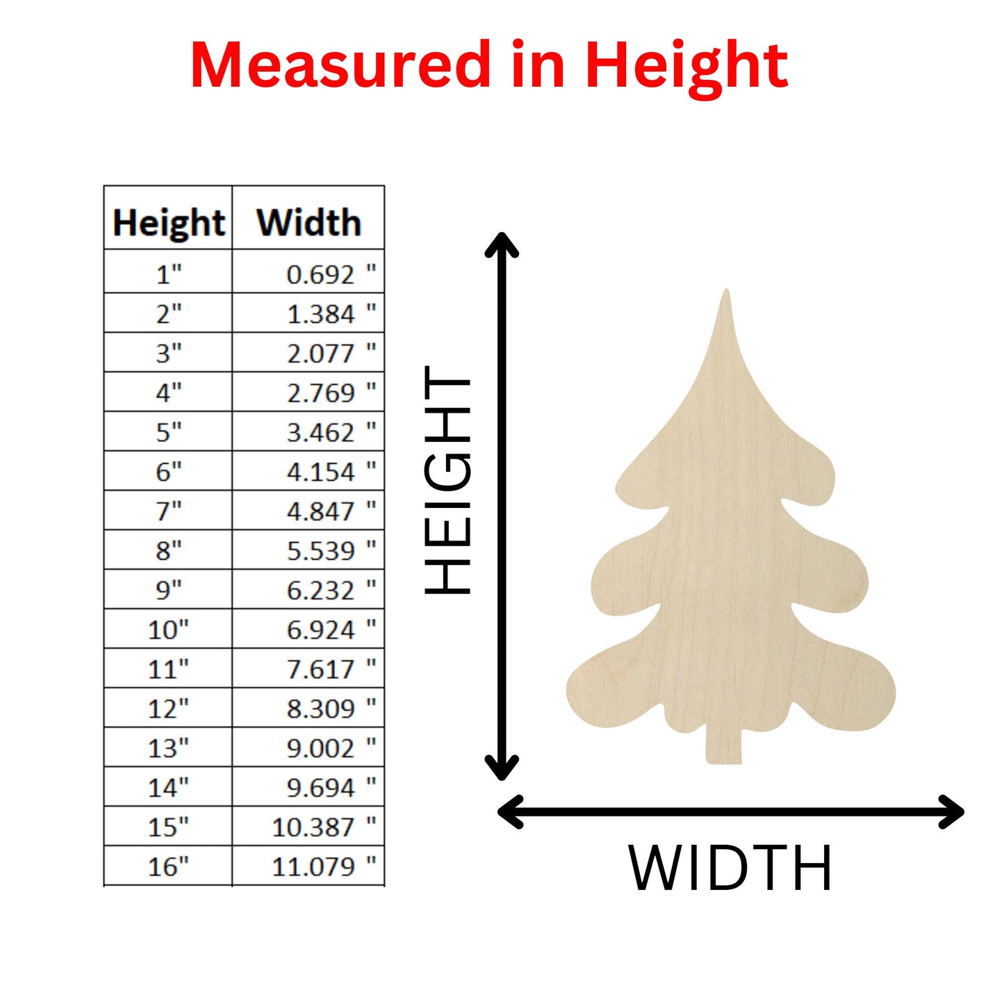 Wooden Christmas Tree Shape 13 | Wooden Tree Cutout | Craft Supplies | Tree Cut out